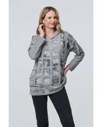 Izabel London - Graphic Print Cut Out Layer Hoodie - Lyst