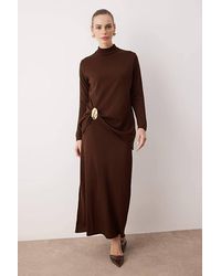 WOVCOR - 2 Piece Knitted Co-Ord Set With Brooch Detail & Long Sleeve Top - Lyst