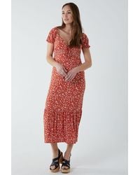 Blue Vanilla - Shirred Milkmaid Sweetheart Midi Dress - Lyst