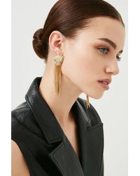 Karen Millen - Gold Plated Tiger Tassel Earrings - Lyst