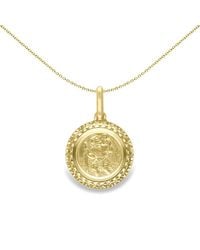 Jewelco London - 9Ct Diamond-Cut St Christopher Medallion Pendant 14Mm - Lyst