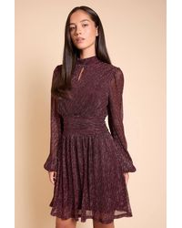 Dorothy Perkins - Dp Luxe Sparkle Plisse Jersey High Neck Mini Dress - Lyst