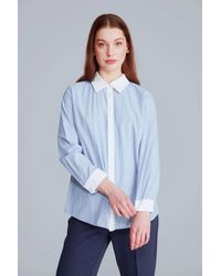 GUSTO - Contrast Collar Cotton Shirt - Lyst