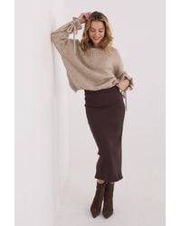 Love Lace - Ribbed Cotton Elastane Knit Midi Skirt - Lyst