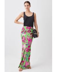 Karen Millen - Petite Silhouette Floral Bias Cut Slip Maxi Skirt - Lyst