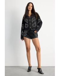 Warehouse - Paisley Embellished Denim Jacket - Lyst
