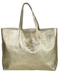 Sostter - Gold Horizontal Soft Metallic Leather Tote Bag - Baeyi - Lyst