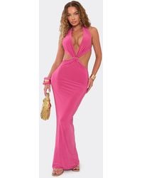 EGO - Sleeveless Knotted Tie Slinky Maxi Dress - Lyst