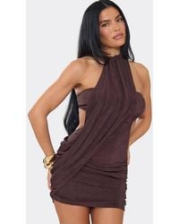 EGO - Sleeveless Drape Mini Dress - Lyst