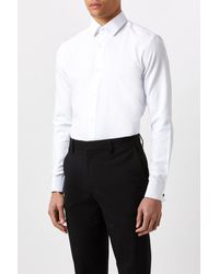 Burton - Slim Fit White Double Cuff Dress Shirt - Lyst