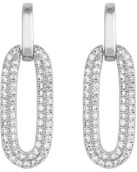 Jon Richard - Rhodium Plated Polished And Pave Link Drop Earrings - Lyst