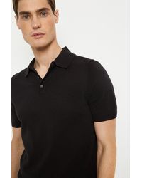 Burton - Cotton Rich Black Knitted Polo Shirt - Lyst