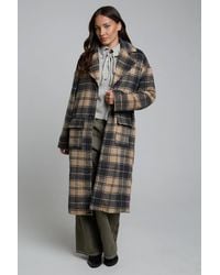 Wednesday's Girl - Longline Check Button Tailored Coat - Lyst