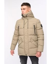 Crosshatch - Kaptoore Hooded Quilted Puffer Jacket With Elasticated Cuffs - Lyst