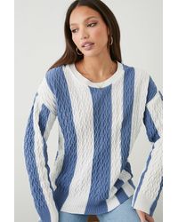 Dorothy Perkins - Tall Stripe Cable Knitted Jumper - Lyst