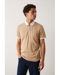 Burton - Short Sleeve Zip Neck Jacquard Polo - Lyst
