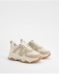 Boohoo - Chunky Knitted Contrast Panel Sneakers - Lyst