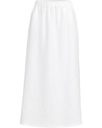 Lands' End - Plus Premium Pure Linen Pull-On Midi Skirt - Lyst