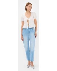 Hiccup - Short Sleeve Tie-Front V-Neck Blouse - Lyst