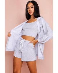 MissPap - 3 Piece Hoodie And Shorts Lounge Set - Lyst
