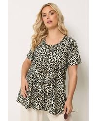 Yours - Leopard Print Ribbed Swing T-Shirt - Lyst