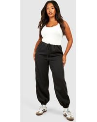 Boohoo - Plus Woven Pocket Detail Cuffed Cargo Trousers - Lyst