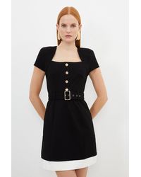 Karen Millen - Jersey Ponte Hardwear Colour Block Cap Sleeve Mini Dress - Lyst