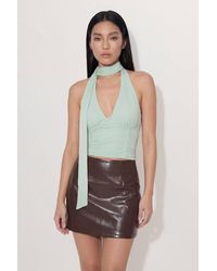MissPap - Premium Mesh Scarf Detail Halter Top - Lyst