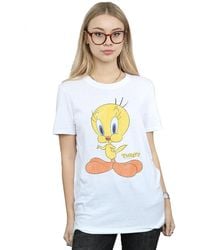 Looney Tunes - Tweety Pie Distressed Cotton Boyfriend T-Shirt - Lyst