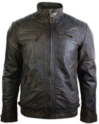 TruClothing - Zipped Soft Leather Short Biker Jacket - Lyst