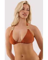 Wolf & Whistle - Georgia High Shine Fuller Bust Triangle Bikini Top With Hardwear - Lyst