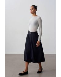 Dilvin - High-Waist Belted Midi Balloon Skirt - Lyst
