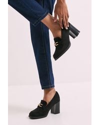Dorothy Perkins - Wide Fit Benita Faux Suede Snaffle Detail High Block Heeled Loafers - Lyst