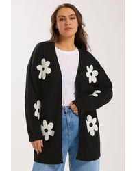 Yours - Flower Detail Knitted Cardigan - Lyst