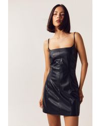 Nasty Gal - Petite Faux Leather Strappy Mini Dress - Lyst