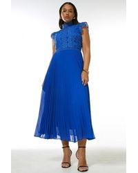 Karen Millen - Plus Size Lace Applique Pleat Midi Dress - Lyst