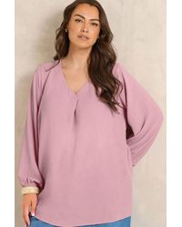 Evans - Pleat Front Long Sleeve Blouse - Lyst