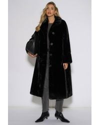 Gini London - 2 Tone Maxi Faux Fur Coat Jacket - Lyst