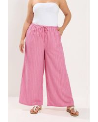 Yours - Striped Wide Leg Trousers - Lyst