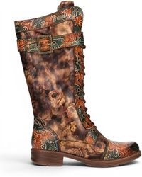 Infinity Leather - Floral Victorian Leather High Combat Long Boots - Lyst