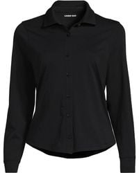 Lands' End - Long Sleeve Supima Cotton Buttonfront Top - Lyst