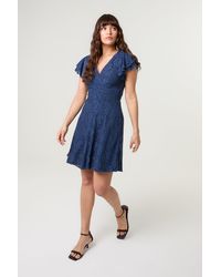 Blue Vanilla - Short Sleeve Zip V-Neck Mini Dress - Lyst