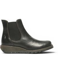 Infinity Leather - Fly London Salv Chelsea Leather Ankle Casual Wedge Heel Boots - Lyst