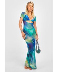 Boohoo - Tie Dye Scoop Mesh Beach Maxi Dress - Lyst