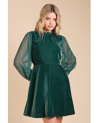 Dorothy Perkins - Dp Luxe Velvet Metallic Jacquard Sleeve Mini Dress - Lyst