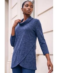 Roman - Petite Brushed Knit Wrap Top - Lyst