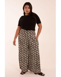 Blue Vanilla - Curve Shirred Wide Leg Aztec Trouser - Lyst