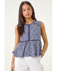 Roman - Petite Floral Print Trim Vest Top - Lyst