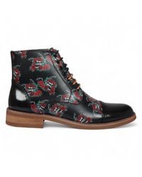 Infinity Leather - Floral Skull Print Leather Oxford Ankle Boots - Lyst