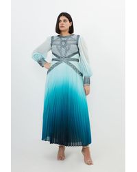 Karen Millen - Plus Size Ombre Embroidery Woven Maxi Dress - Lyst